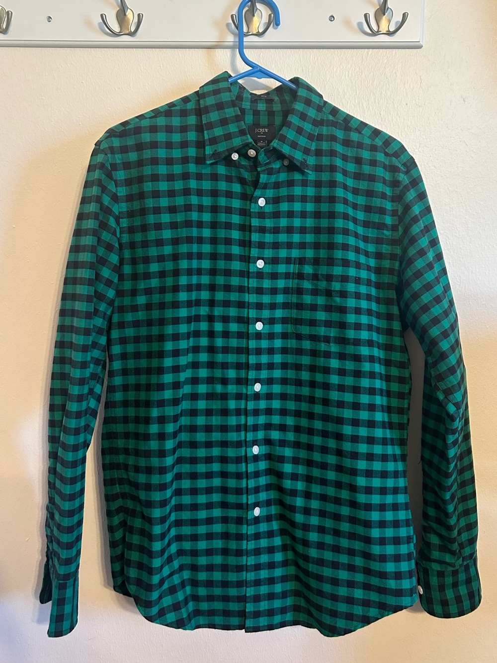 J. Crew Green and Black Checked Button-Down Shirt